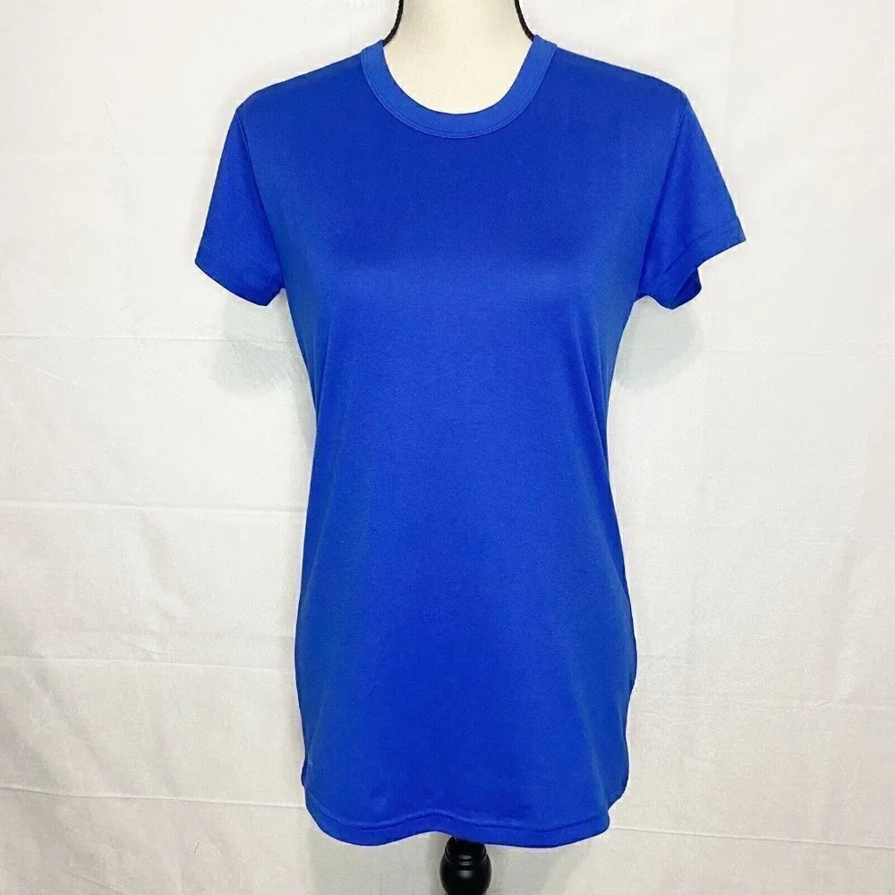 Nike Dri Fit Athletic T-Shirt Short Sleeve Solid Blue Logo Size M Medium